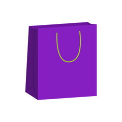 Violet shopping bag. Isolated on white background. Vector illustration..