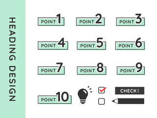 Obraz premium ポイント、要点、見出し、ラベルのアイコンイラストセット