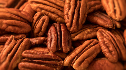 pecan nuts background  horizontal close-up hd