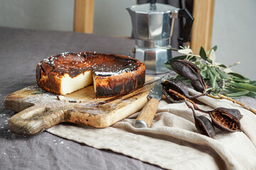 San Sebastian Basque burnt  Cheesecake, Delicious homemade pastry