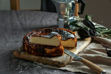 San Sebastian Basque burnt  Cheesecake, Delicious homemade pastry