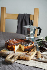 San Sebastian Basque burnt  Cheesecake, Delicious homemade pastry