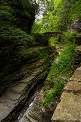 Falls at the Watkins Glen State Park in Schuyler, Finger Lakes, New York, United States