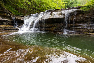 Falls at the Watkins Glen State Park in Schuyler, Finger Lakes, New York, United States