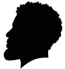 African American profile picture, Man from the side with afroharren. Black Men African American with Dreadlocks hairstyle, afro hair and beard. vector illustration realistic silhouette  