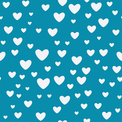 Cute bright blue seamless pattern with hearts. Simple wallpaper for home interior or wrapping paper or fabric. Cozy ornament for valentines day or romantic holiday. Endless texture for decor and love