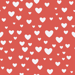 Cute red seamless pattern with hearts. Muted colors for wrapping paper or fabric or interior. Cozy ornament for valentines day or romantic holiday. Endless texture for home decor or flyer about love.