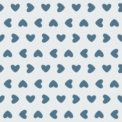 Cute hygge inspired seamless pattern with hearts. Muted blue and gray colors for home interior or wrapping paper or fabric. Cozy endless background ornament for valentines day or romantic holiday.