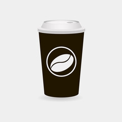 Coffee Cup - Mockup template for cafe, restaurant corporate identity design. Black, White, Brown Cardboard Coffee Cup Mockup. Vector template of disposable plastic and paper tableware for hot drinks