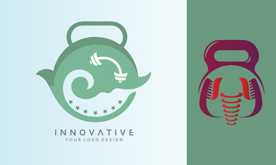 Dental fitness and sea weave vector logo design