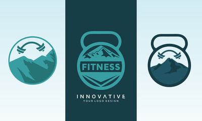 Mountain fitness set of vector logo