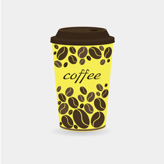 Coffee Cup - Mockup template for cafe, restaurant corporate identity design. Black, White, Brown Cardboard Coffee Cup Mockup. Vector template of disposable plastic and paper tableware for hot drinks