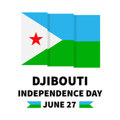 Djibouti Independence Day typography poster. National holiday celebrated on June 27. Vector template for banner, greeting card, flyer, etc