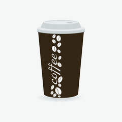 Coffee Cup - Mockup template for cafe, restaurant corporate identity design. Black, White, Brown Cardboard Coffee Cup Mockup. Vector template of disposable plastic and paper tableware for hot drinks