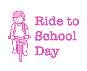 Ride to school day boy in t-shirt and shorts riding bicycle to school