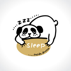 Panda sleep. Funny positive vector illustration panda dream. Sleep smile. Vector template for postcards, t-shirt print, etc. Cute card