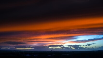 sunset or dawn sky, cloudy landscape . background of clouds