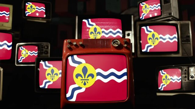 Flag Of Saint Louis, Missouri, And Vintage Televisions.