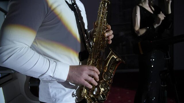 footge of musician playing saxophone
