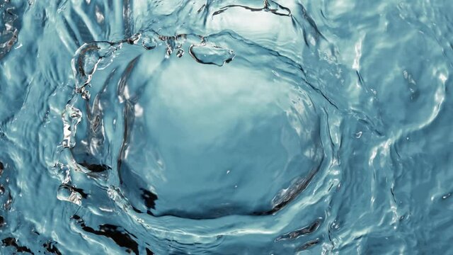 Super Slow Motion of Water Surface at 1000fps. Top Down View.