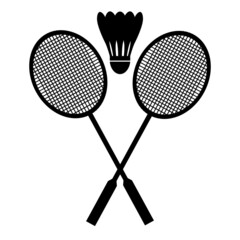 Illustration of shuttlecock and badminton racket vector silhouette image