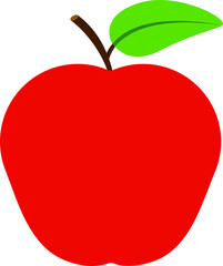 red apple with leaf isolated on white