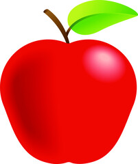 red apple with leaf