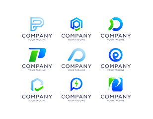 Simple letter P logo collection template