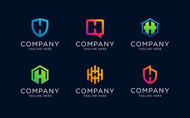 Set of letter H logo collection template