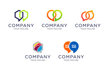 Collection of simple bubble chat logo template