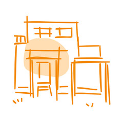 House icon of rough line art, point, orange 23