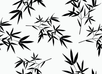 Bamboo leaf composition in design. Vector romantic landscape with bamboo trees on a white and gray background, and various attractive colors make an exclusive design