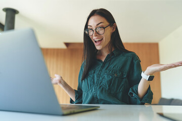 Successful business woman working from home with laptop