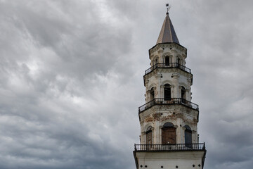 Fototapeta na wymiar Nevyanskaya Leaning Tower, a historical monument of the 18th century