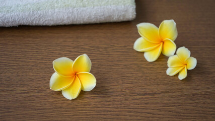Fototapeta na wymiar frangipani flower on mat