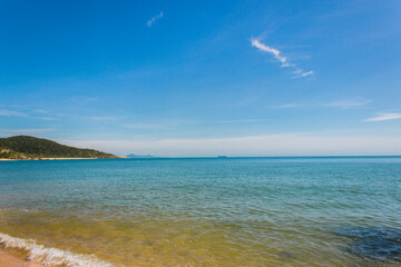 Tropical beach landscape. Bombinhas beach in Santa Catarina state.