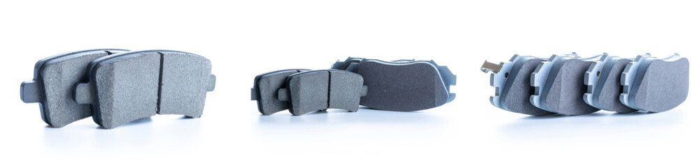 Auto mechanic. Set of new metal car part. Auto motor mechanic spare or automotive piece isolated on dark background. Automobile engine service.