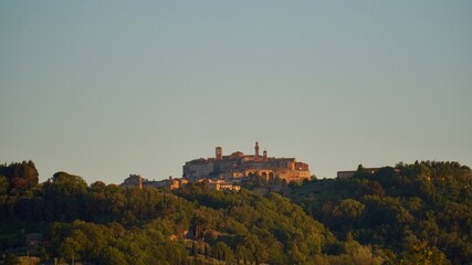 sunset over medieval italian old town