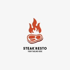 Steak restaurant flat style design symbol logo illustration vector graphic template