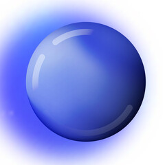 Glass blue ball or precious pearl. Glossy realistic ball, 3D abstract vector illustration highlighted on a white background. Big metal bubble with shadow