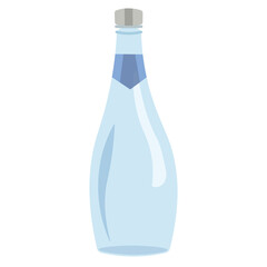 Water bottle for your design and logo. A healthy drink. Blank nondisclosure label. Glass or plastic bottle, transparent. Vector isolated illustration in flat style.