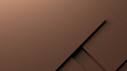 Overlapping brown paper planes layer. Abstract background. 3D high quality rendering. 3D illustration. 3D CG.