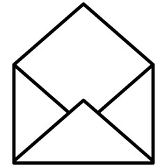 Open envelope icon. E-mail symbol. Mail outline vector illustration isolated on white background.