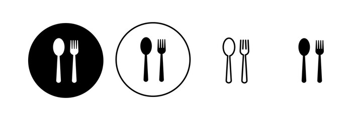 spoon and fork icon set. spoon, fork and knife icon vector. restaurant icon