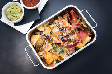 A plate of cheese Nachos.