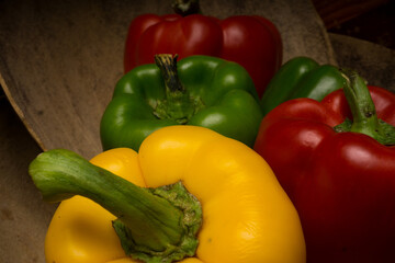 red, green and yellow peppers