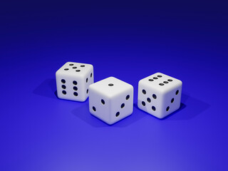 Dice on a blue background, 3d rendered illustration.