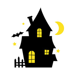 Vector Spooky Haunted House Illustration