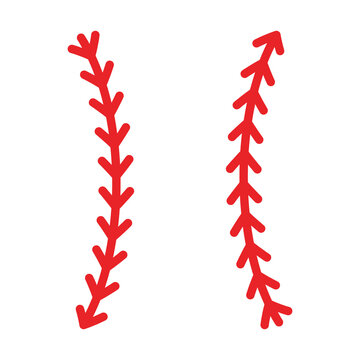 Vector Baseball Stitches Illustration on White Background