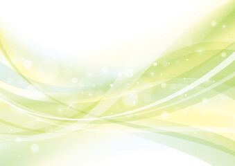 Fototapeta premium 緑系ウェーブと光の背景